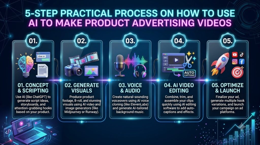 Quy trình 5 bước thực chiến cách dùng AI làm video quảng cáo sản phẩm